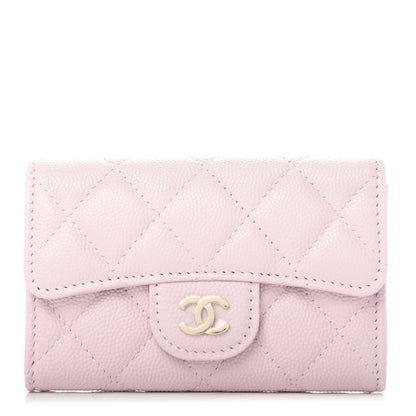 Chanel Caviar Quilted Flap Card Holder Wallet Light Pink 1 of 9