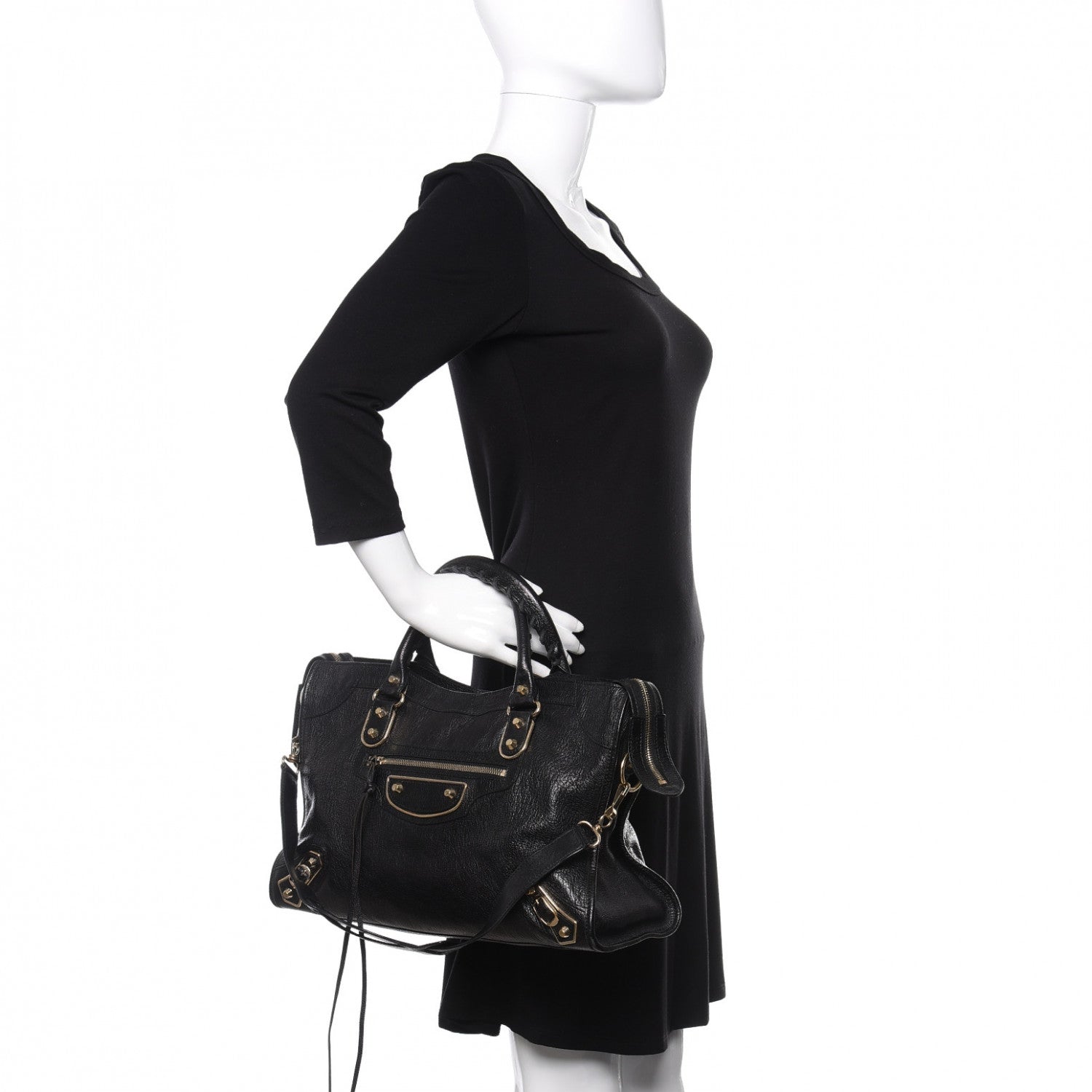 Balenciaga Chevre Gold Metallic Edge Hardware City Black 2 of 10