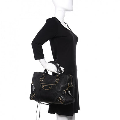 Balenciaga Chevre Gold Metallic Edge Hardware City Black 2 of 10