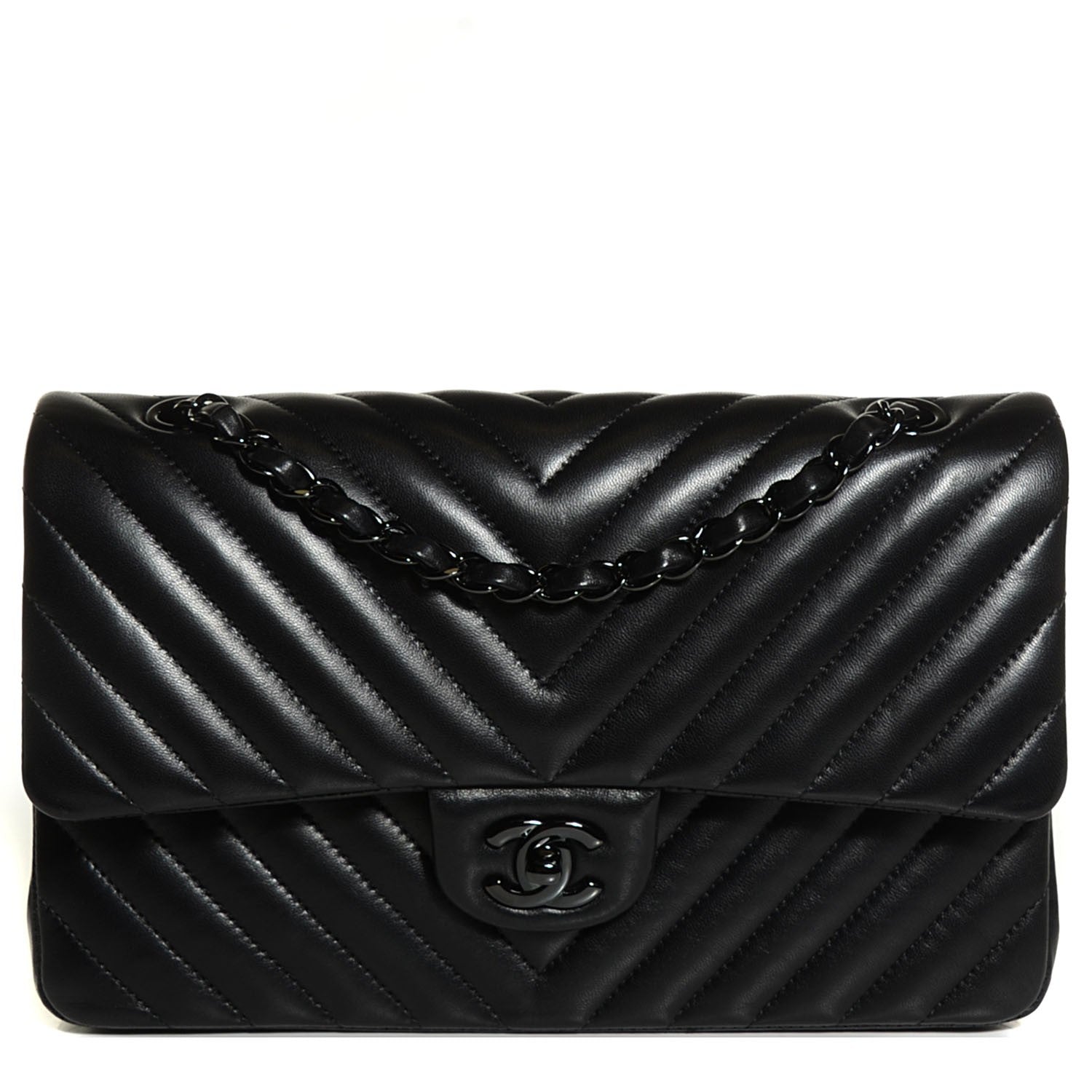 Chanel Lambskin Chevron 11.12 Medium Double Flap So Black 1 of 9