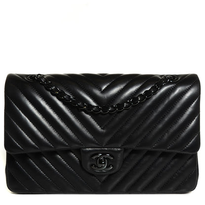 Chanel Lambskin Chevron 11.12 Medium Double Flap So Black 1 of 9