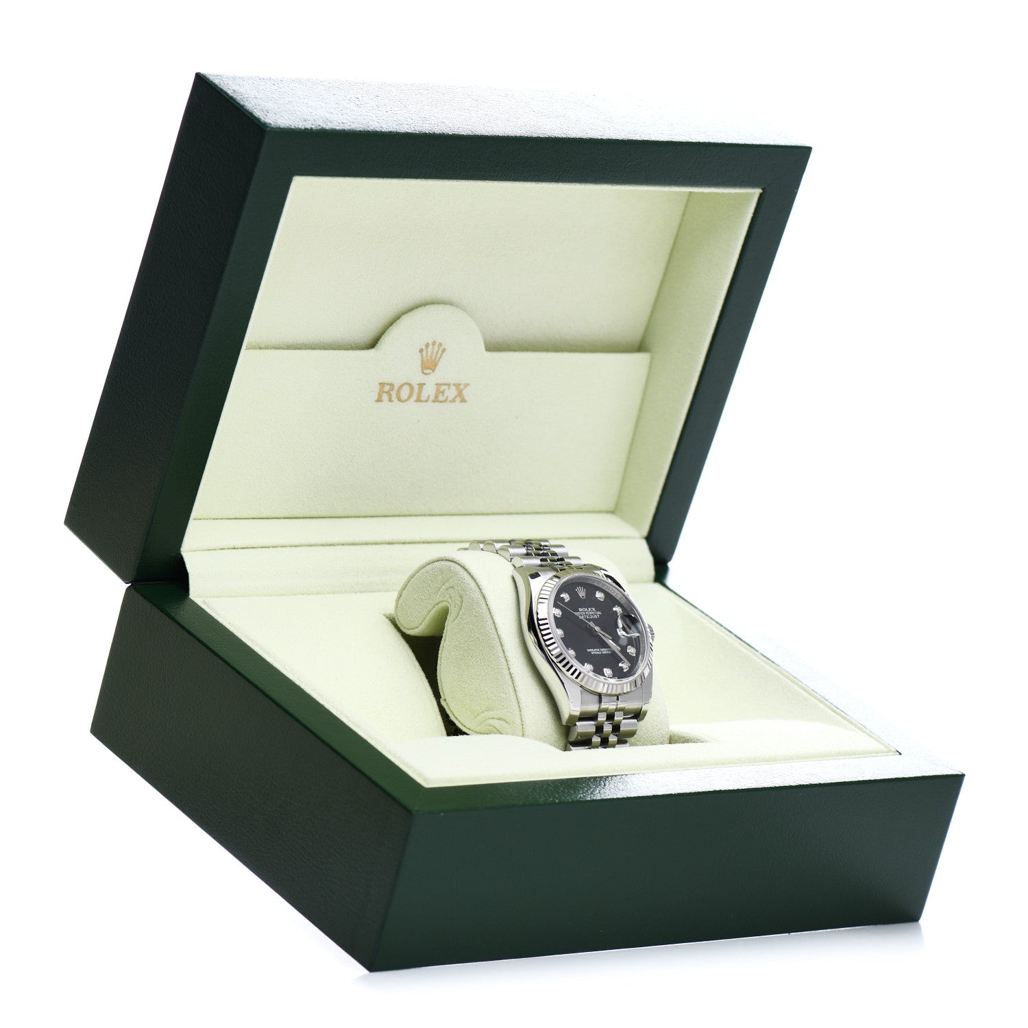 Rolex Stainless Steel 18K White Gold Diamond 36mm Oyster Perpetual Datejust Watch Black 116234 5 of 5
