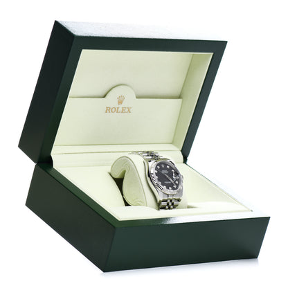 Rolex Stainless Steel 18K White Gold Diamond 36mm Oyster Perpetual Datejust Watch Black 116234 5 of 5