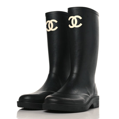 Chanel Caoutchouk CC High Boots 38 Black 3 of 7