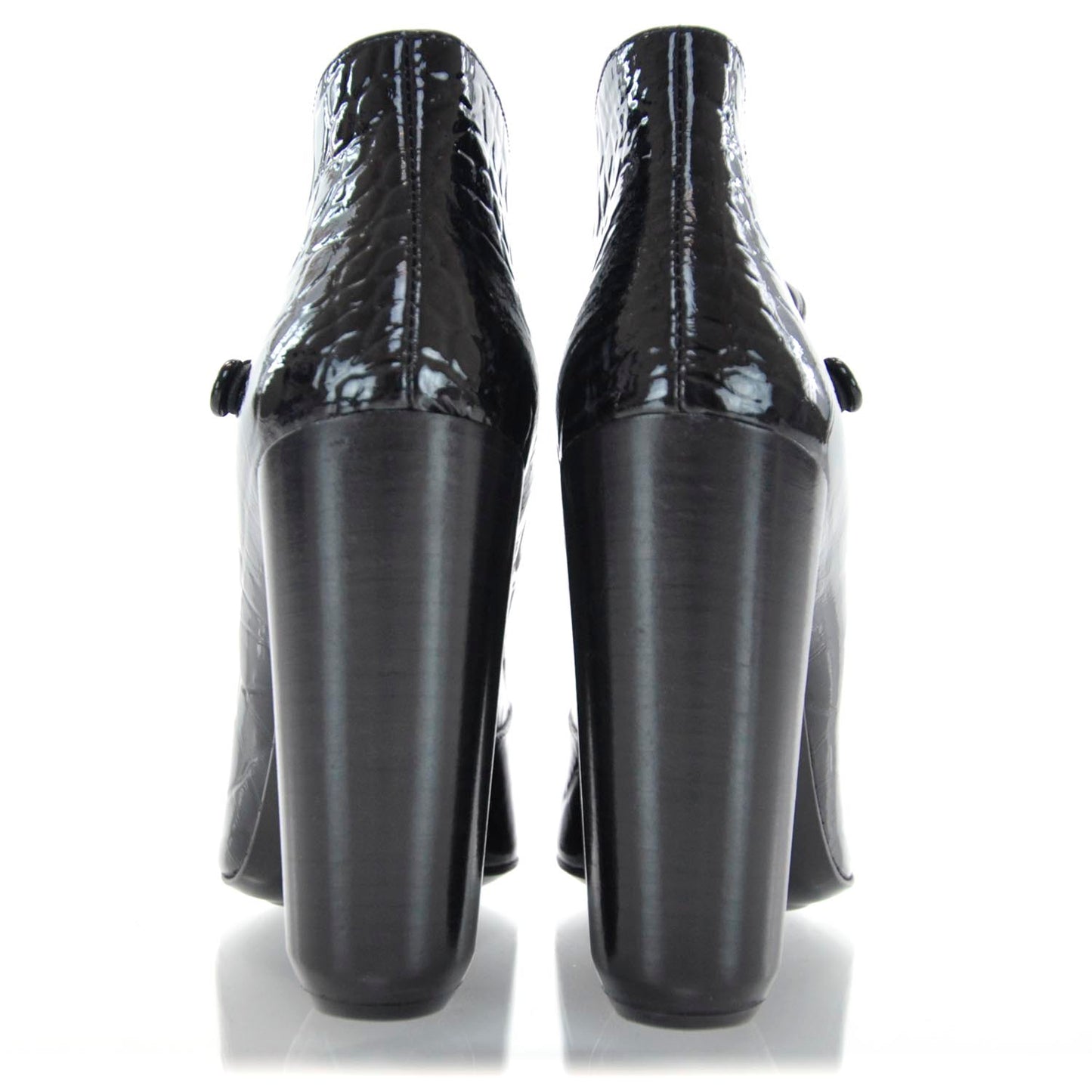 Crocodile Embossed Patent Leather Delft Cornelia Ankle Boots 35 Black