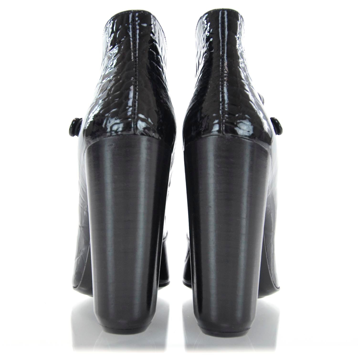 Louis Vuitton Crocodile Embossed Patent Leather Delft Cornelia Ankle Boots 35 Black 3 of 7