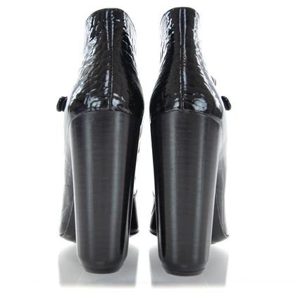 Louis Vuitton Crocodile Embossed Patent Leather Delft Cornelia Ankle Boots 35 Black 3 of 7