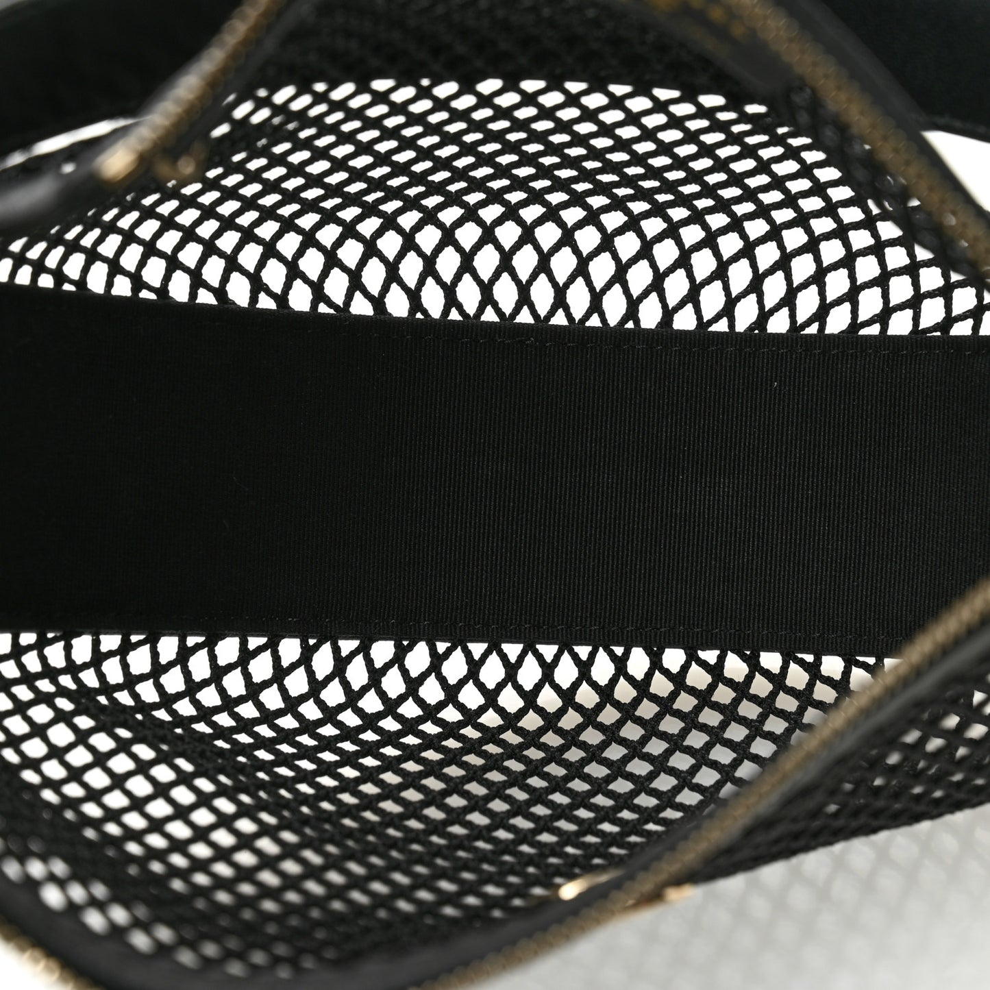 Mesh Shiny Lambskin Chain Hobo Black
