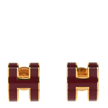 Hermes Gold Lacquered Mini Pop H Earrings Anemone 1 of 5