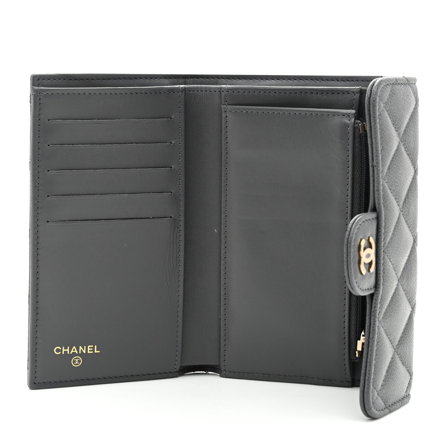 Chanel Caviar Quilted Medium Flap Wallet Grey 5 of 10