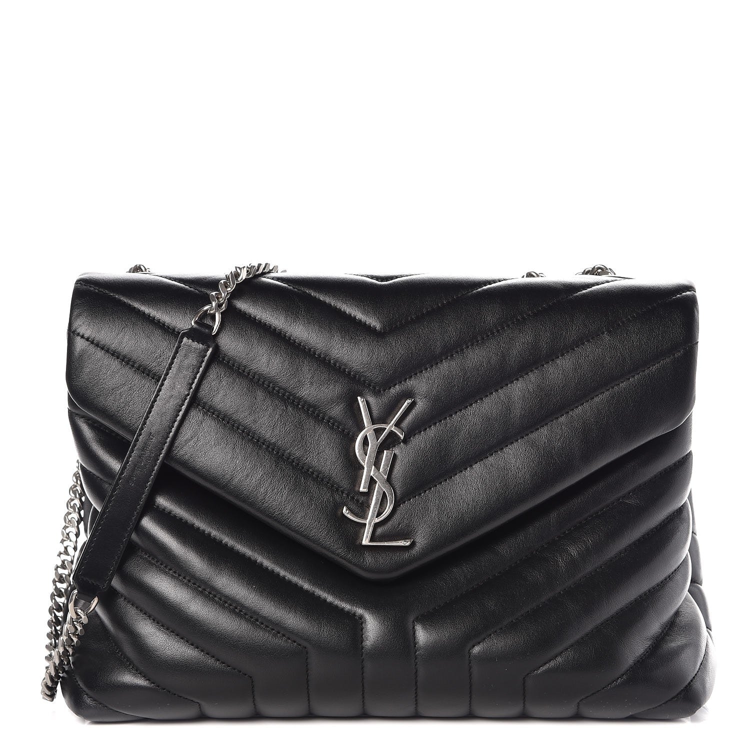 Saint Laurent Calfskin Y Quilted Monogram Medium Loulou Chain Satchel Black 1 of 12