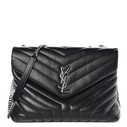Saint Laurent Calfskin Y Quilted Monogram Medium Loulou Chain Satchel Black 1 of 14