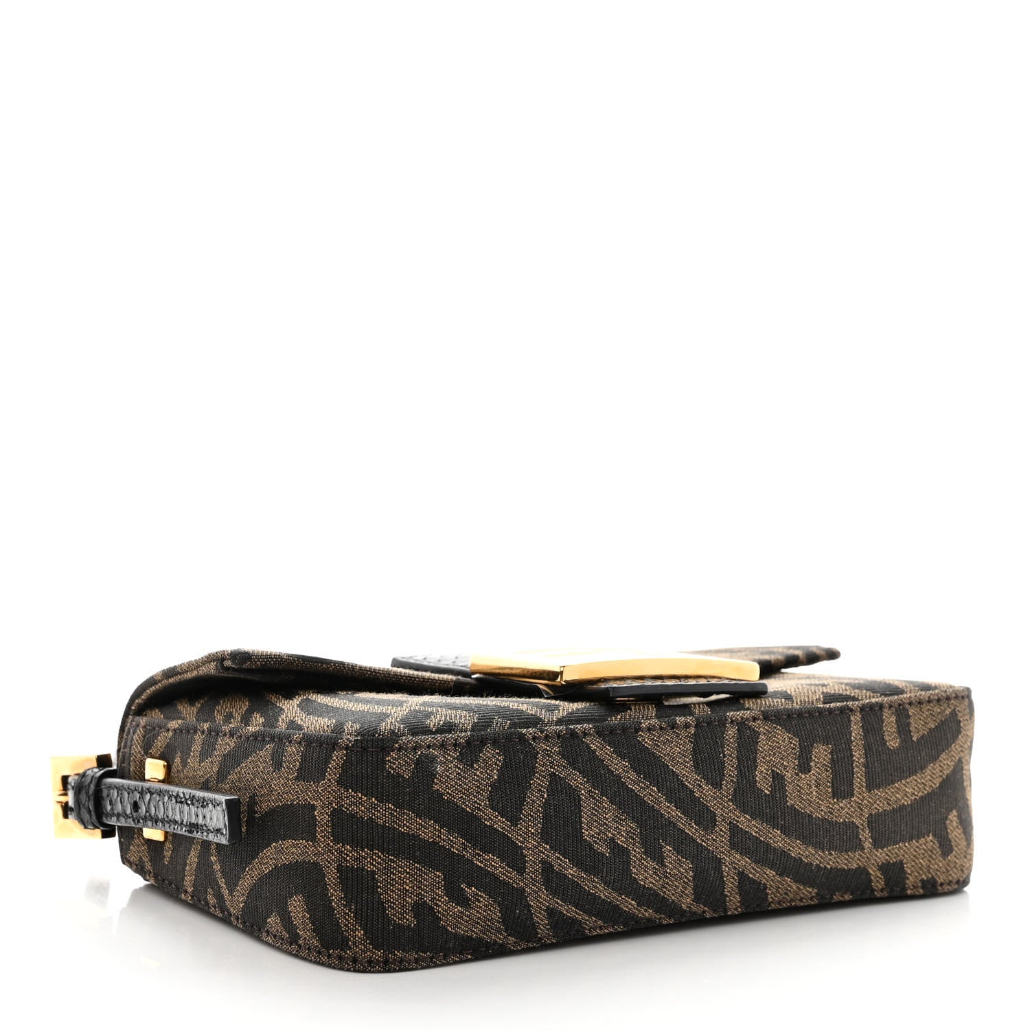 Fendi X SARAH COLEMAN Fabric Jacquard Ayers Enamel FF Vertigo Mini Baguette 1997 Tobacco Moro Black 4 of 11
