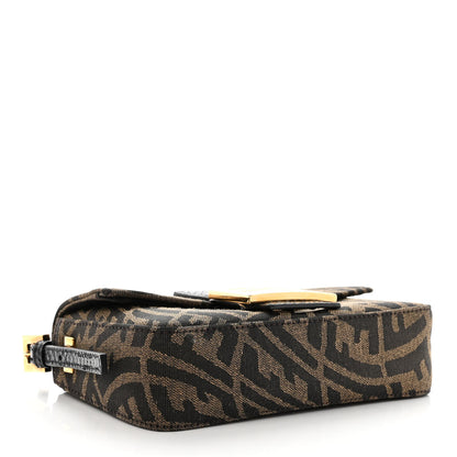 Fendi X SARAH COLEMAN Fabric Jacquard Ayers Enamel FF Vertigo Mini Baguette 1997 Tobacco Moro Black 4 of 11