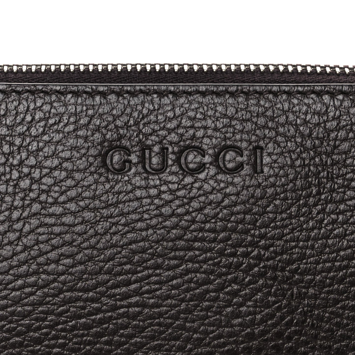Grained Calfskin Zip Wristlet Pouch Black