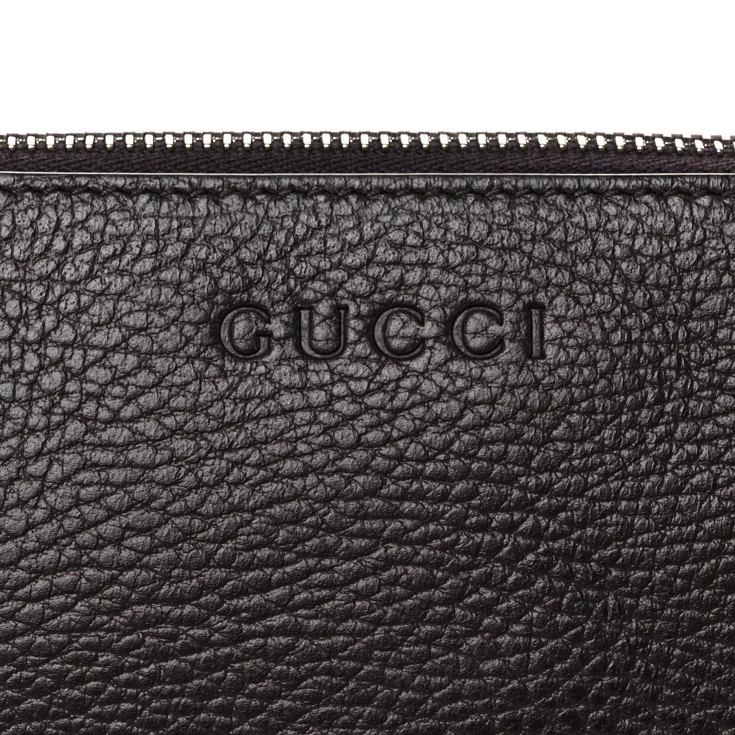 Gucci Grained Calfskin Zip Wristlet Pouch Brown 9 of 11