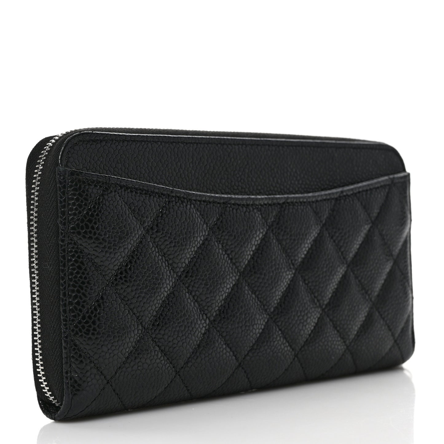 Caviar Quilted Large Gusset Zip Around Wallet Black
