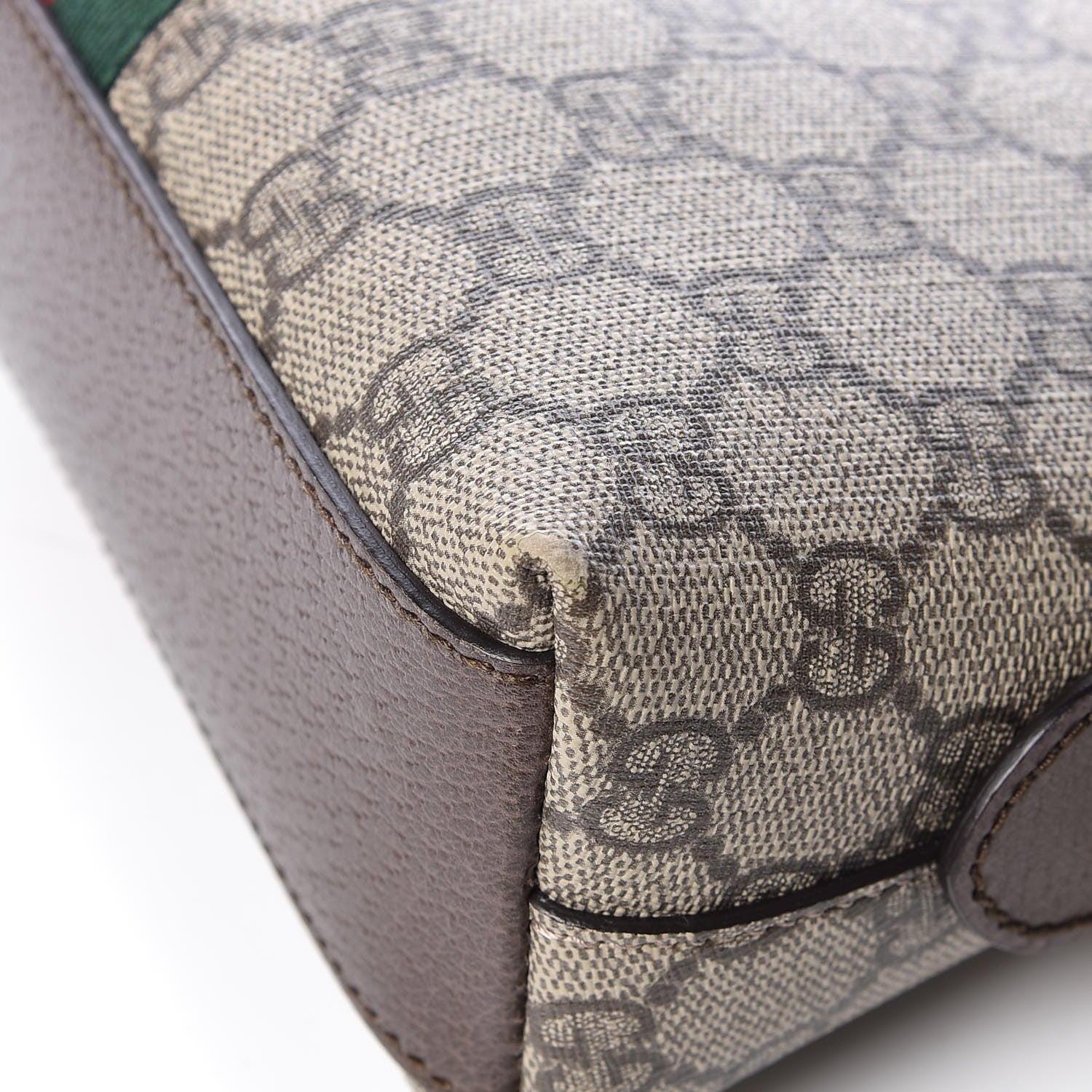 Gucci GG Supreme Monogram Textured Dollar Calfskin Web Small Ophidia Dome Shoulder Bag Beige Ebony New Acero 12 of 13