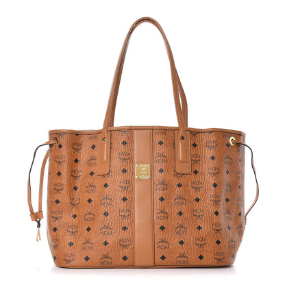 MCM Visetos Medium Liz Reversible Shopper Tote Cognac 1 of 14