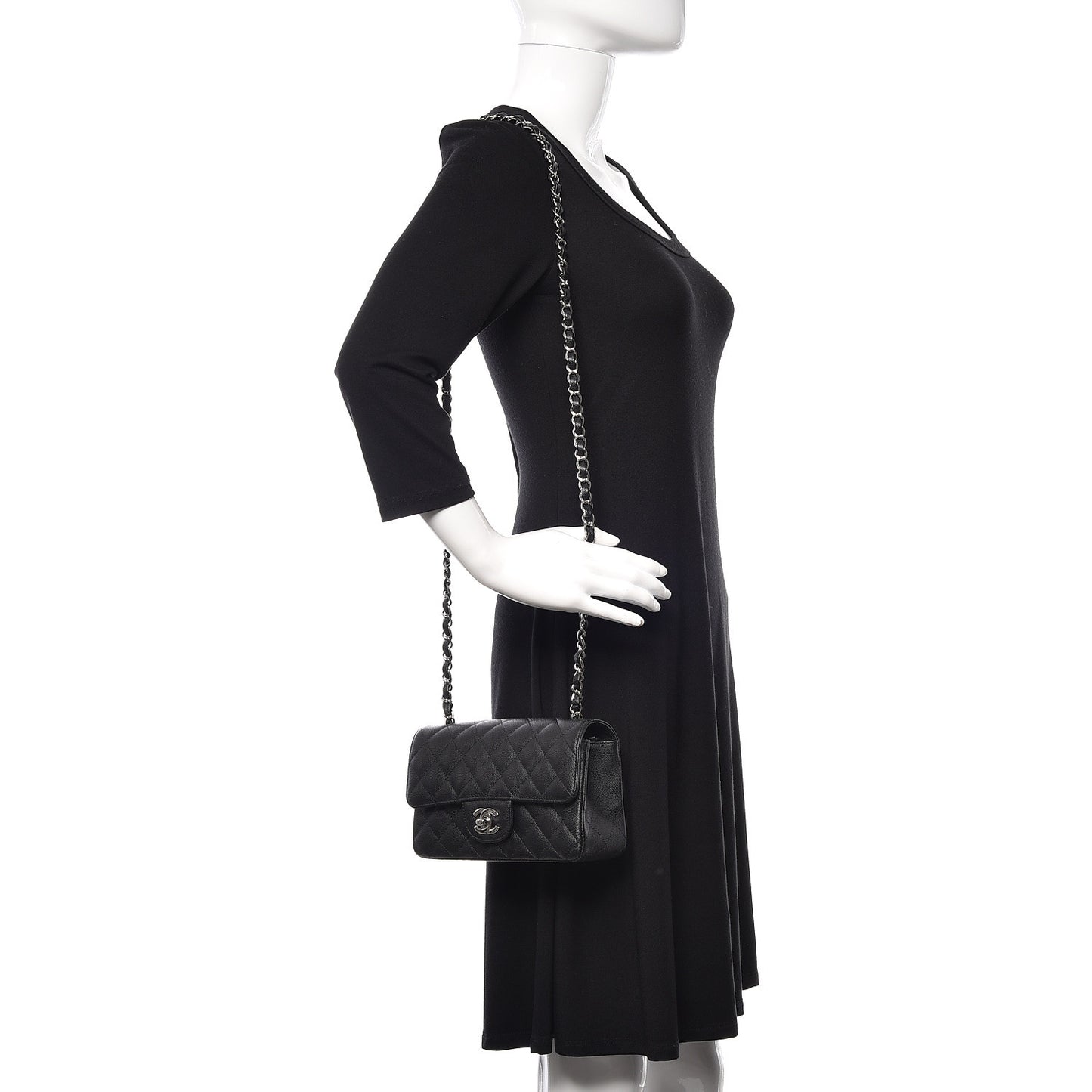 Caviar Quilted Mini Rectangular Flap Black