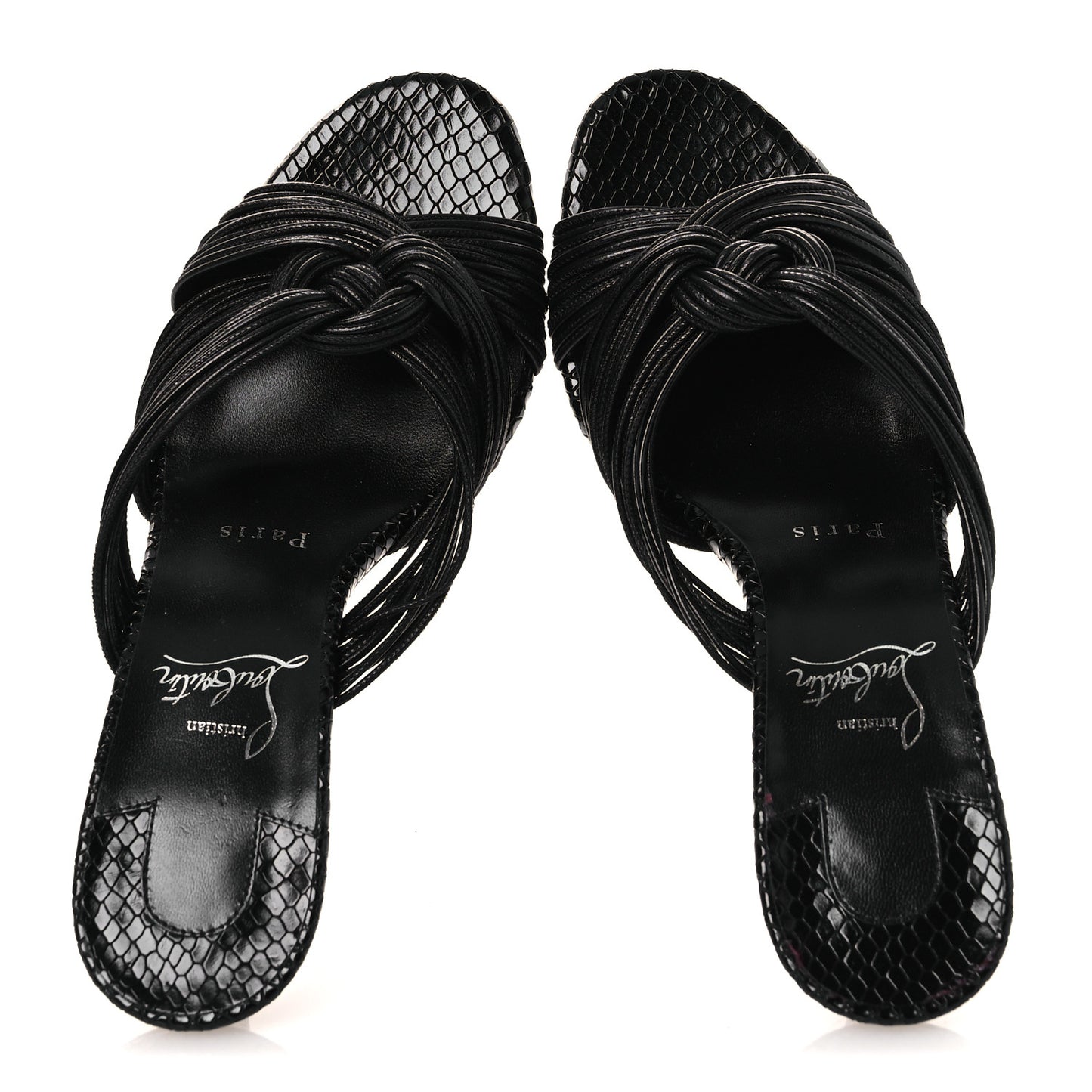 Kid Snakeskin Embossed Multitaski 70 Sandals 37 Black