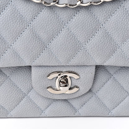 Chanel Iridescent Caviar Quilted Medium Double Flap Light Grey 13 of 14