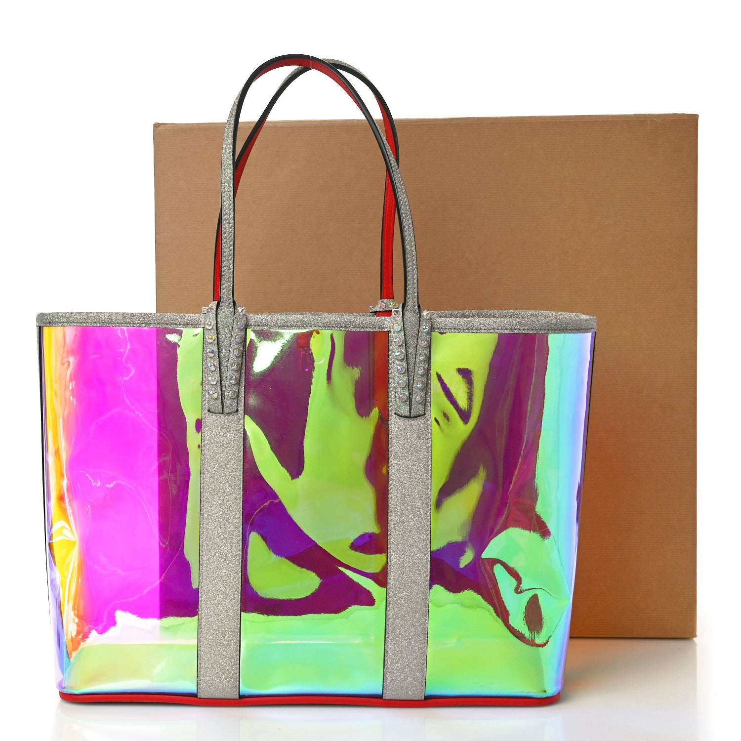 Christian Louboutin PVC Spikes East West Cabata Tote Glitter Sunset 12 of 12