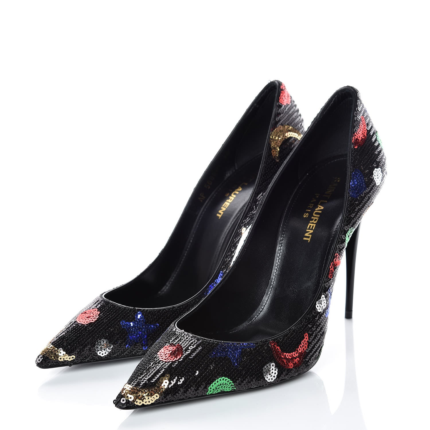Saint Laurent Sequin Palace 105 Pumps 38 Black 3 of 9