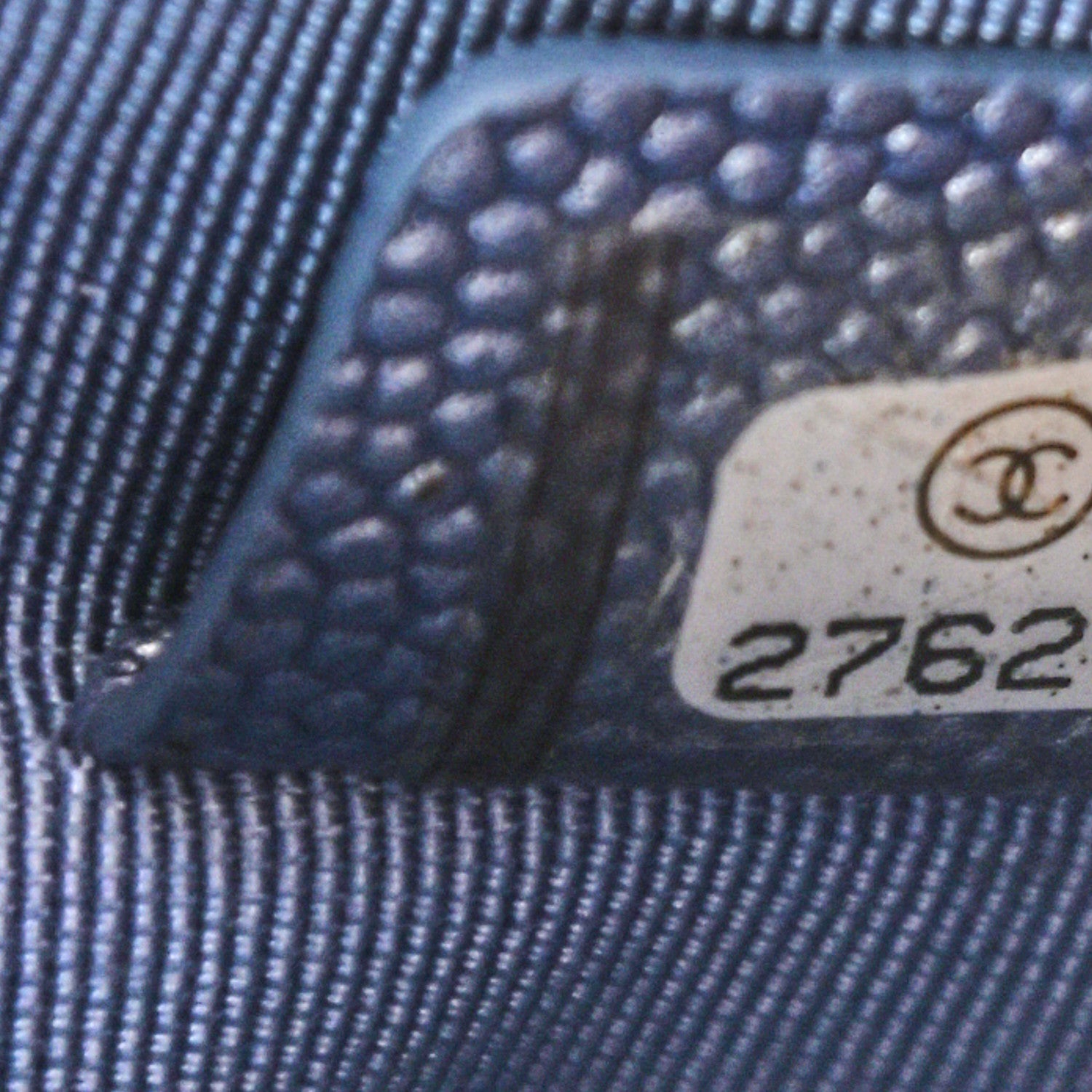 Chanel Metallic Caviar Chevron Quilted Small Vintage Mademoiselle Cosmetic Case Blue 7 of 7