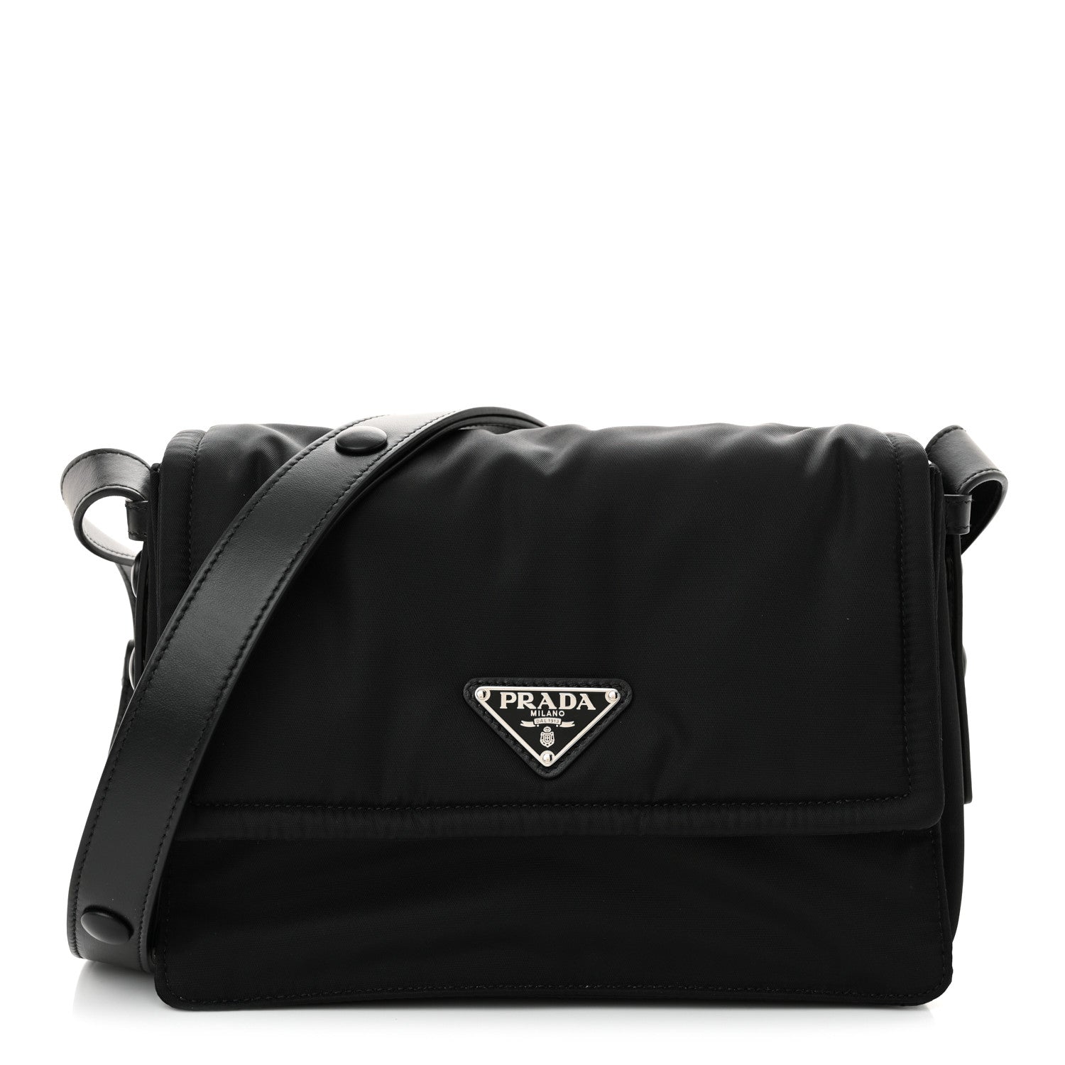 Prada Re-Nylon Vitello Padded Small Flap Shoulder Bag Black 1 of 10