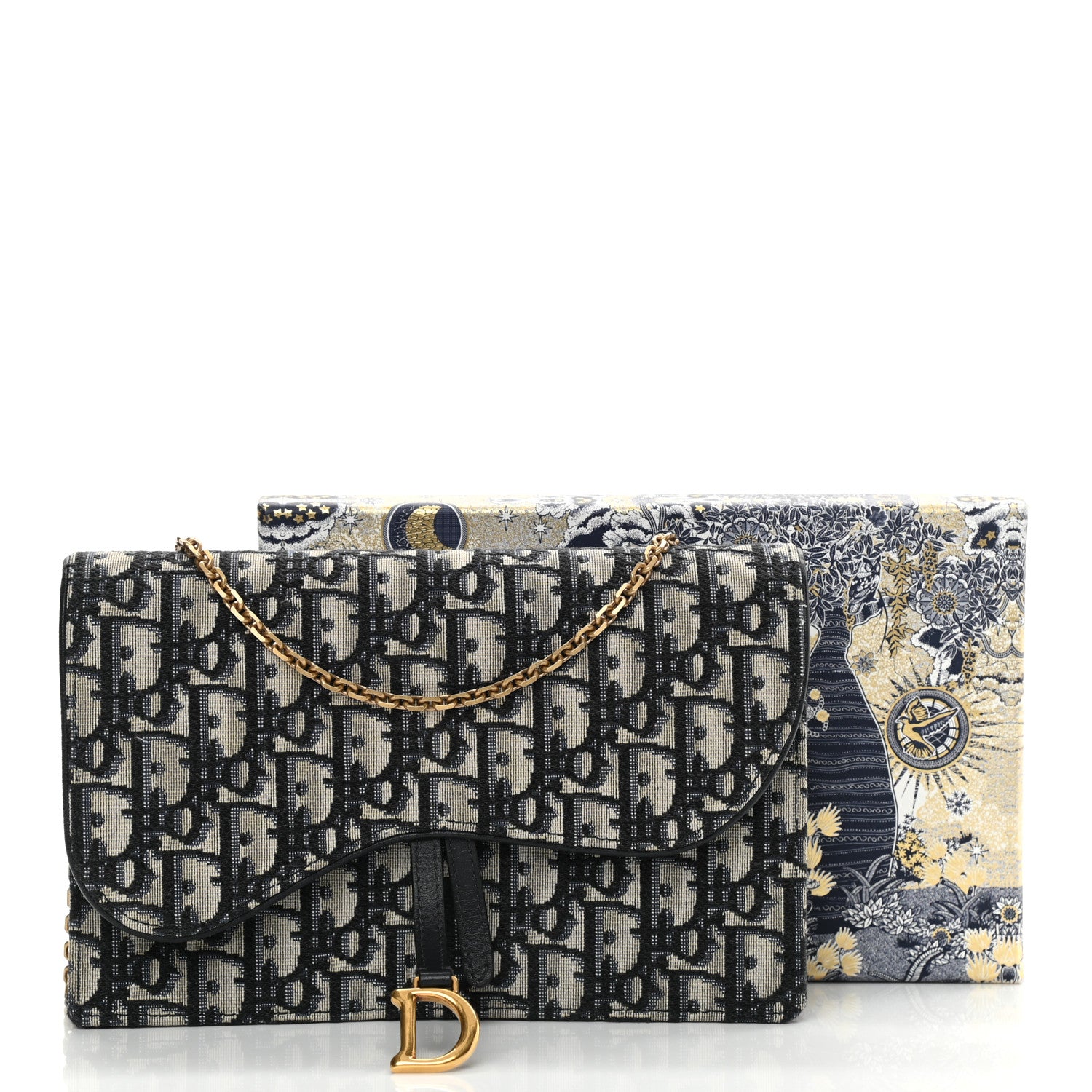 Christian Dior Oblique Saddle Chain Pouch Blue 11 of 11
