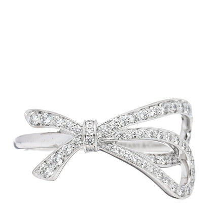 Tiffany 18K White Gold Diamond .40ctw Bow Ring 53 6.5 1 of 5