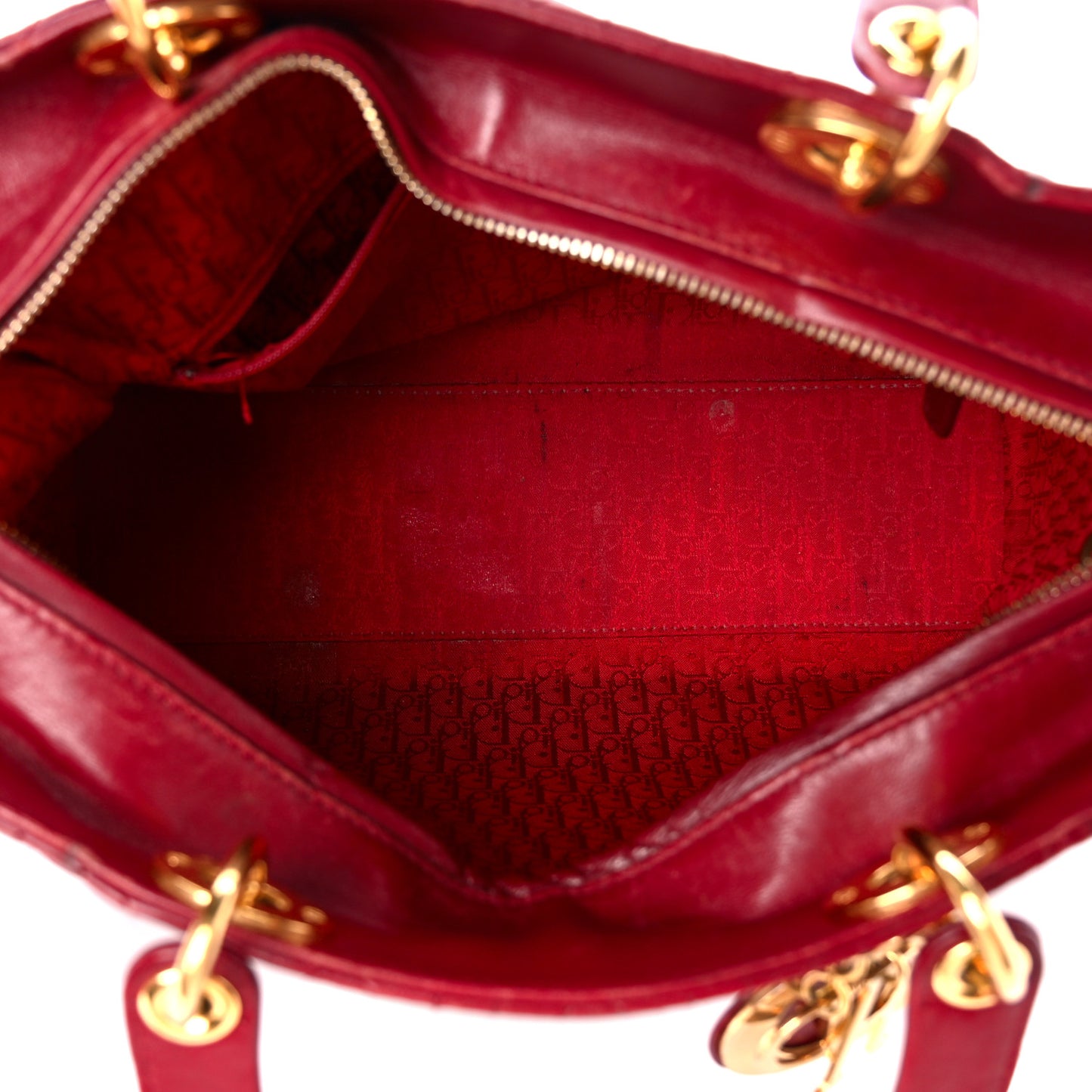 Lambskin Cannage Large Lady Dior Burgundy