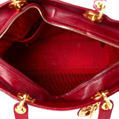 Christian Dior Lambskin Cannage Large Lady Dior Burgundy 5 of 15