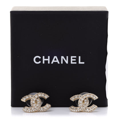 Chanel Crystal Timeless CC Earrings Light Gold 4 of 4