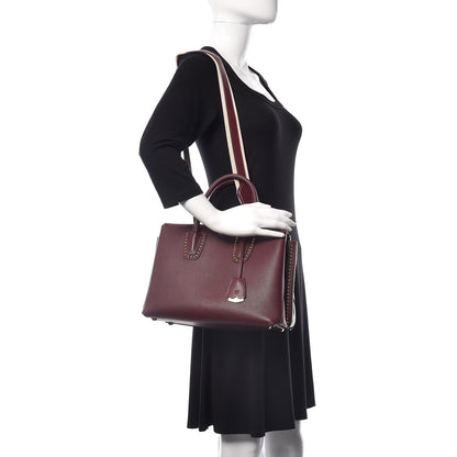 MCM Grained Calfskin Studded Medium Milla Tote Rustic Brown 2 of 14