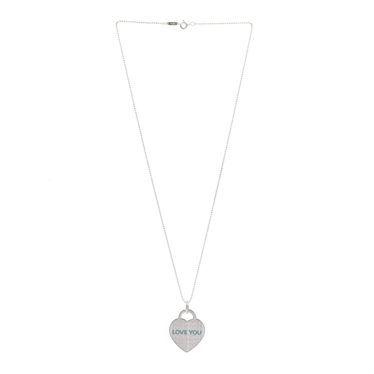 Sterling Silver Enamel LOVE YOU Heart Pendant Necklace Blue