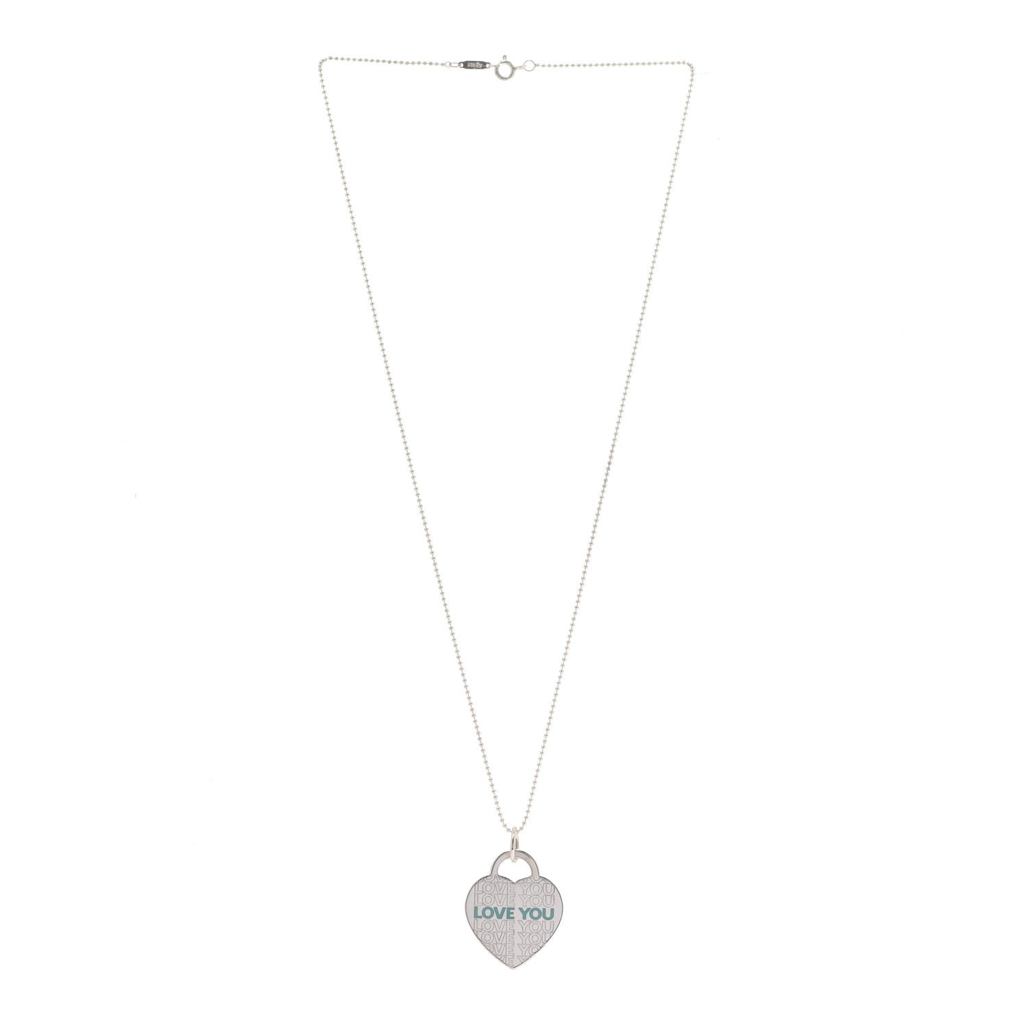 Tiffany Sterling Silver Enamel LOVE YOU Heart Pendant Necklace Blue 3 of 7