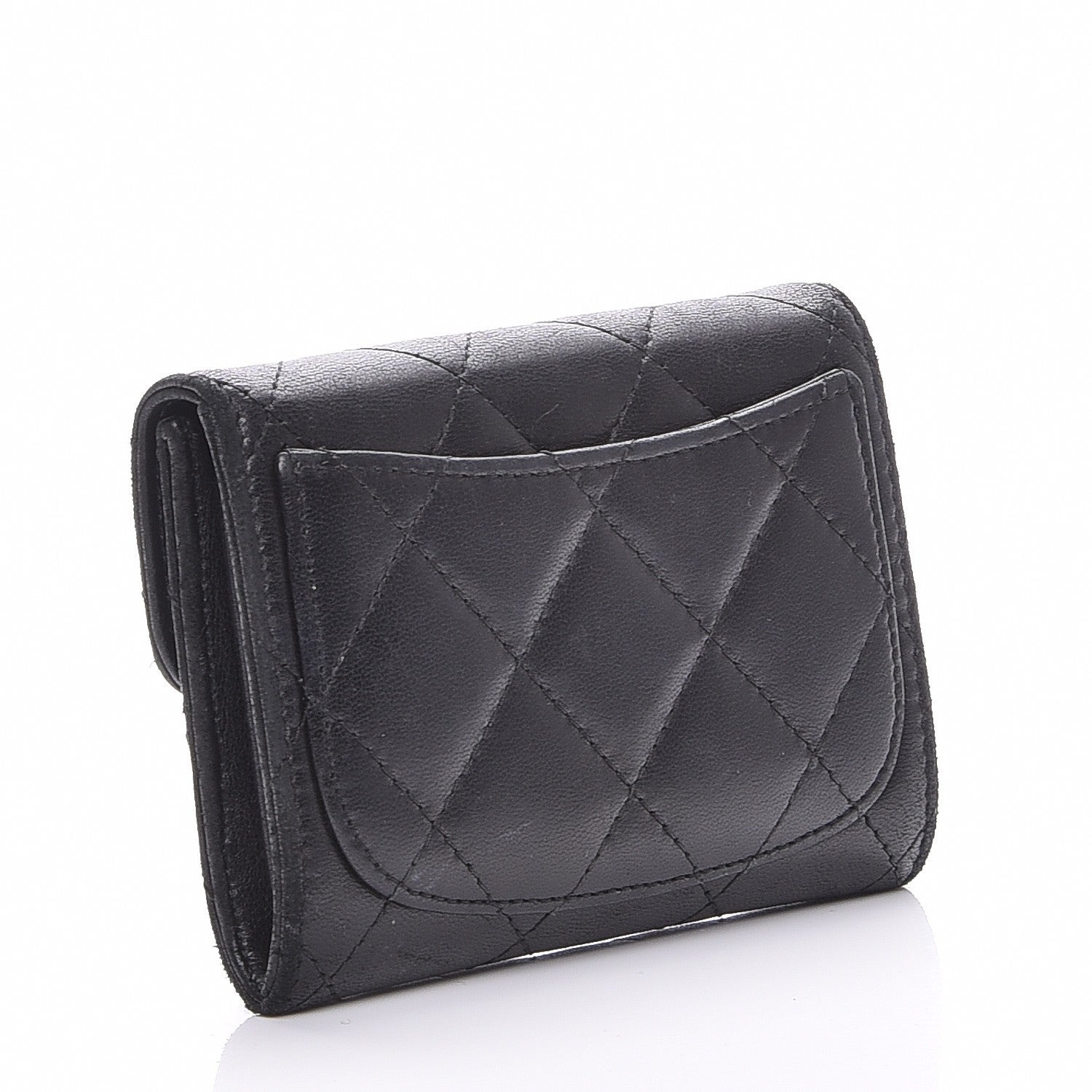Chanel Lambskin Quilted Flap Card Holder Wallet Black 4 of 8