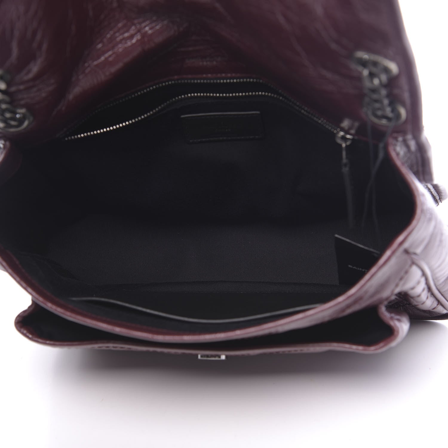 Saint Laurent Crinkled Calfskin Matelasse Monogram Medium Niki Chain Satchel Burgundy 5 of 9