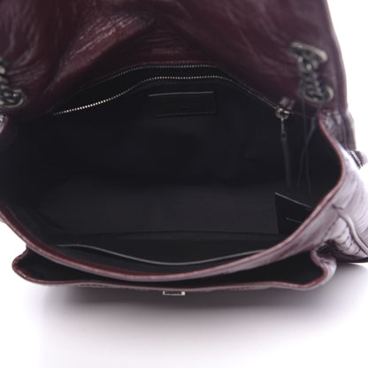 Saint Laurent Crinkled Calfskin Matelasse Monogram Medium Niki Chain Satchel Burgundy 5 of 9