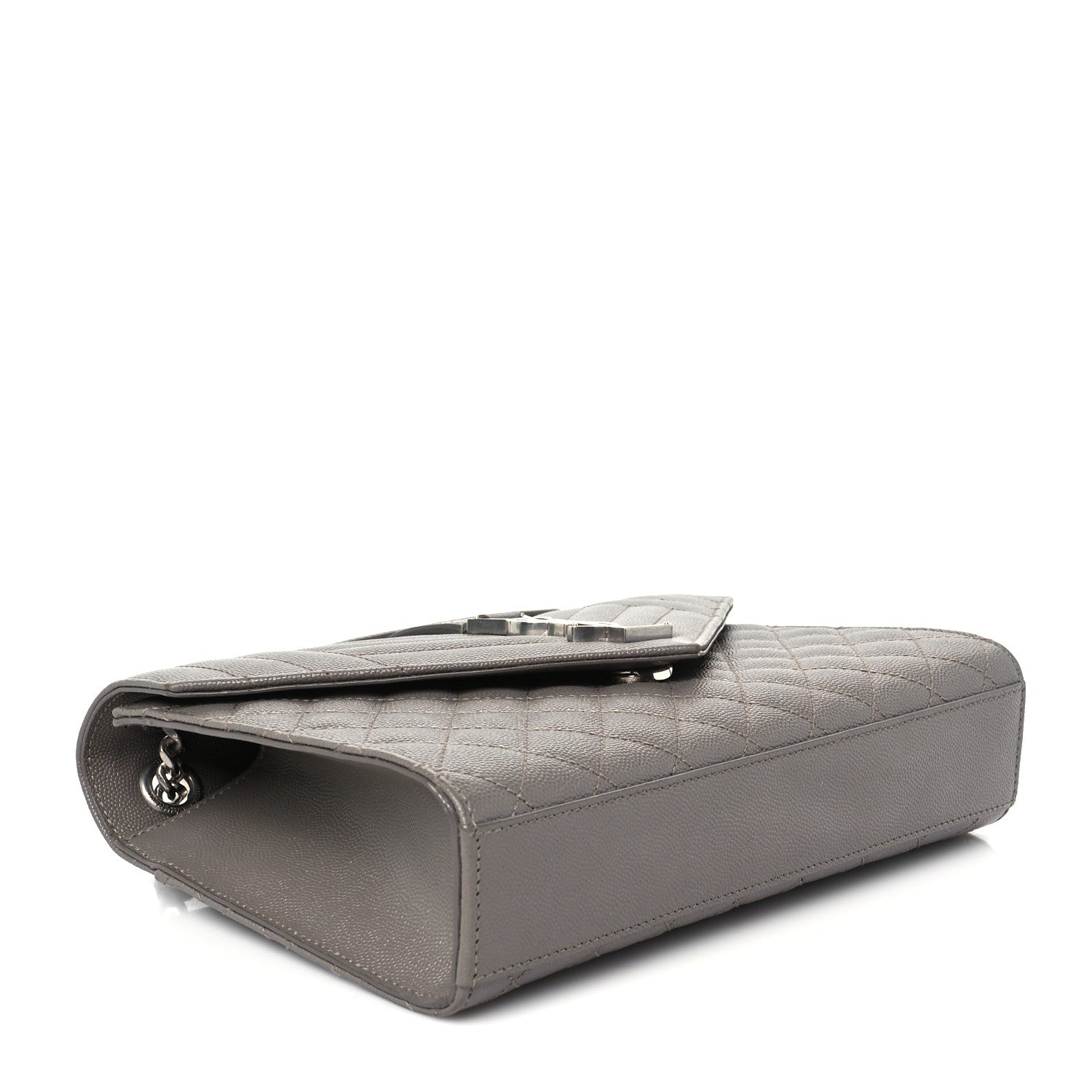 Saint Laurent Grain De Poudre Textured Mixed Matelasse Medium Triquilt Monogram Satchel Fog 4 of 11