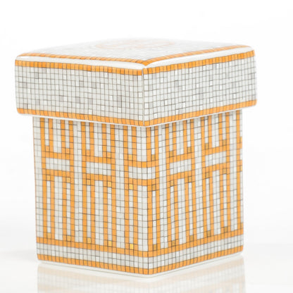 Hermes Porcelain Small Mosaique Au 24 Sugar Box 5 of 10
