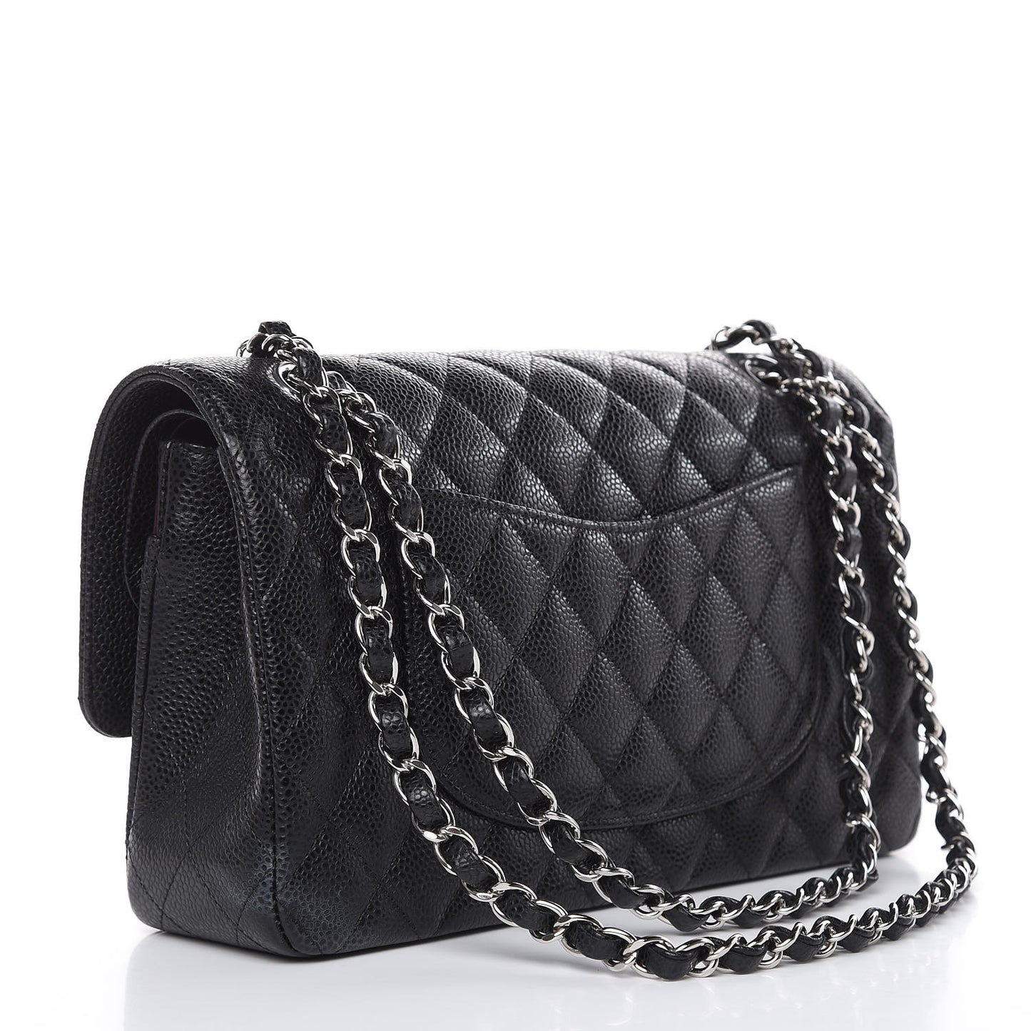 Caviar Quilted Medium Double Flap Black