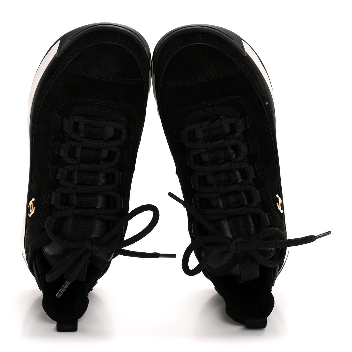 Suede Calfskin Nylon Grosgrain CC Sneakers 37.5 Black