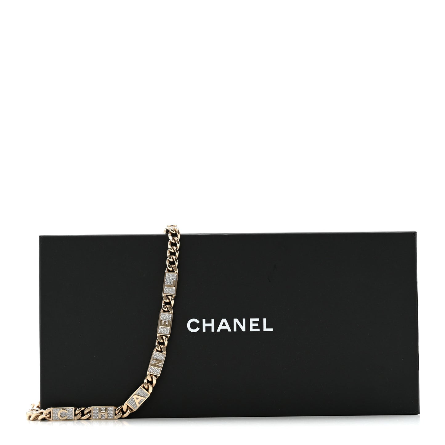 Crystal CC Chain Letters Belt Gold