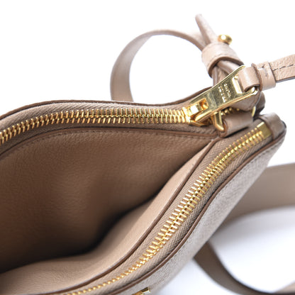 Prada Vitello Daino Double Zip Crossbody Bag Cammeo 6 of 10