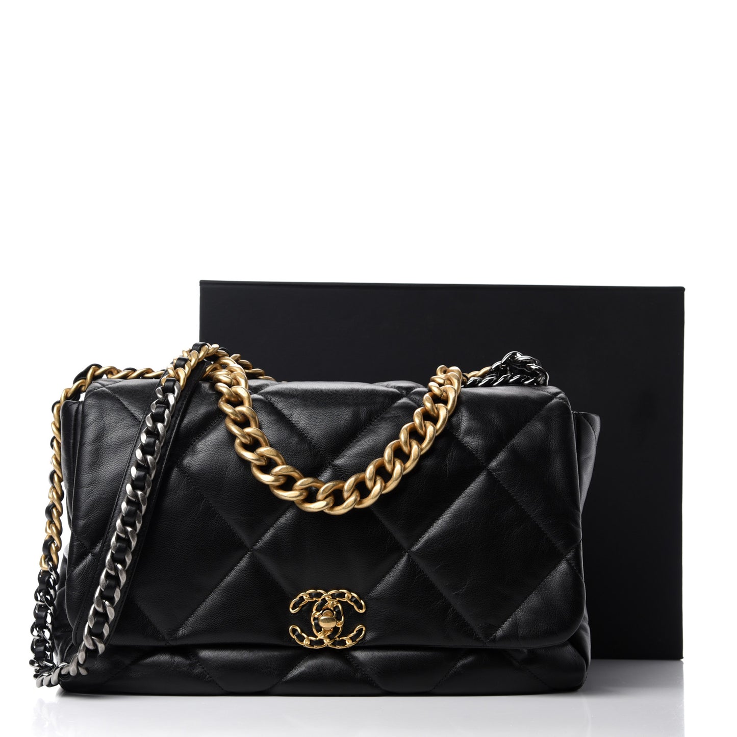 Goatskin Quilted Maxi 19 Flap Black