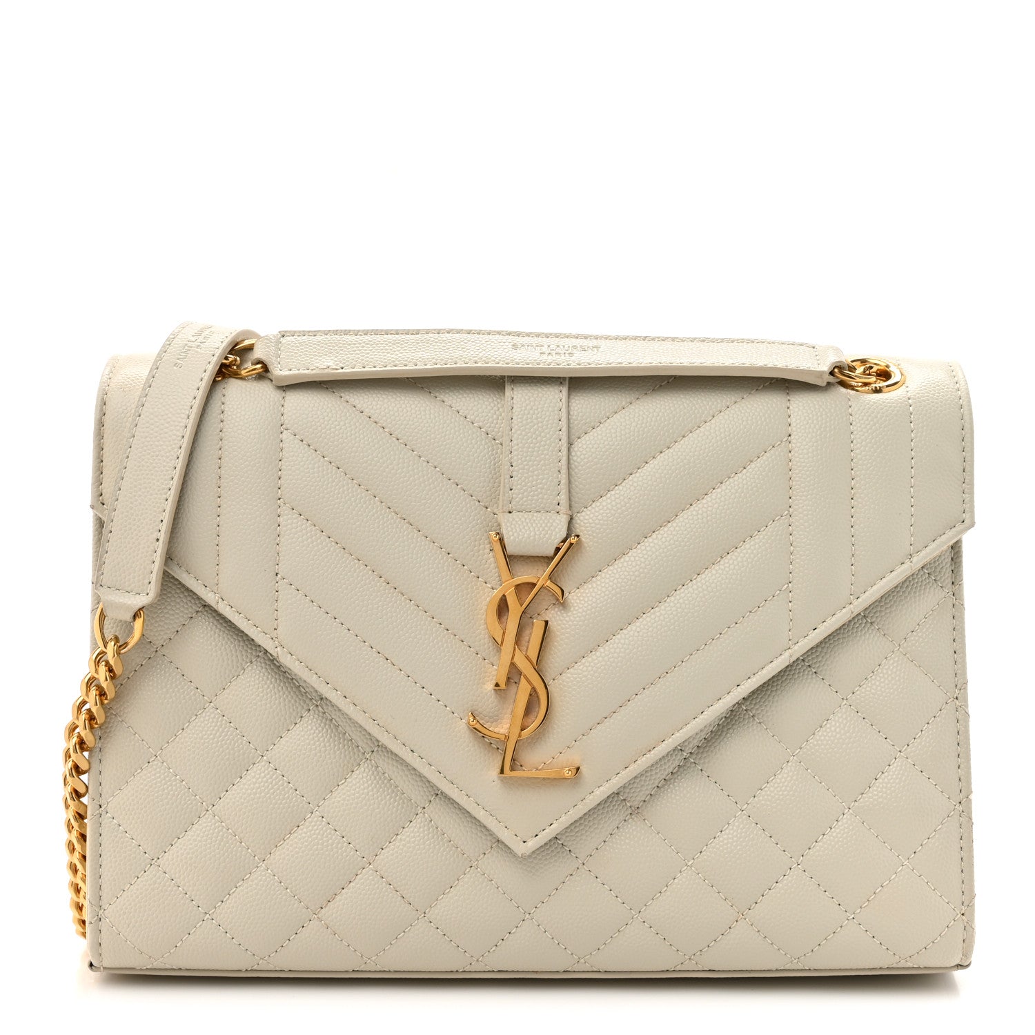 Saint Laurent Grain De Poudre Medium Triquilt Monogram Satchel Crema Soft 1 of 16