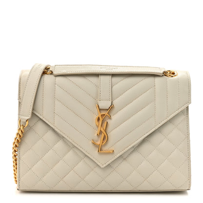 Saint Laurent Grain De Poudre Medium Triquilt Monogram Satchel Crema Soft 1 of 16